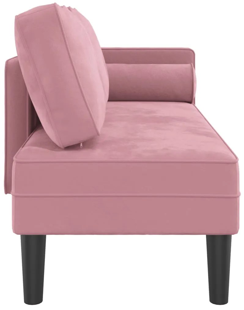 Chaise longue com almofadões veludo rosa