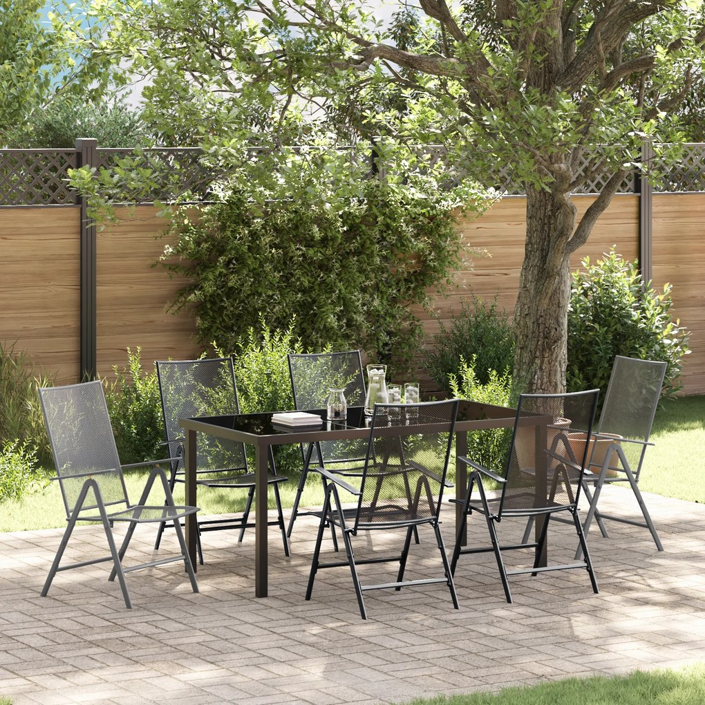 vidaXL Conjunto de Jantar de Jardim 7 Peças Aço Antracite