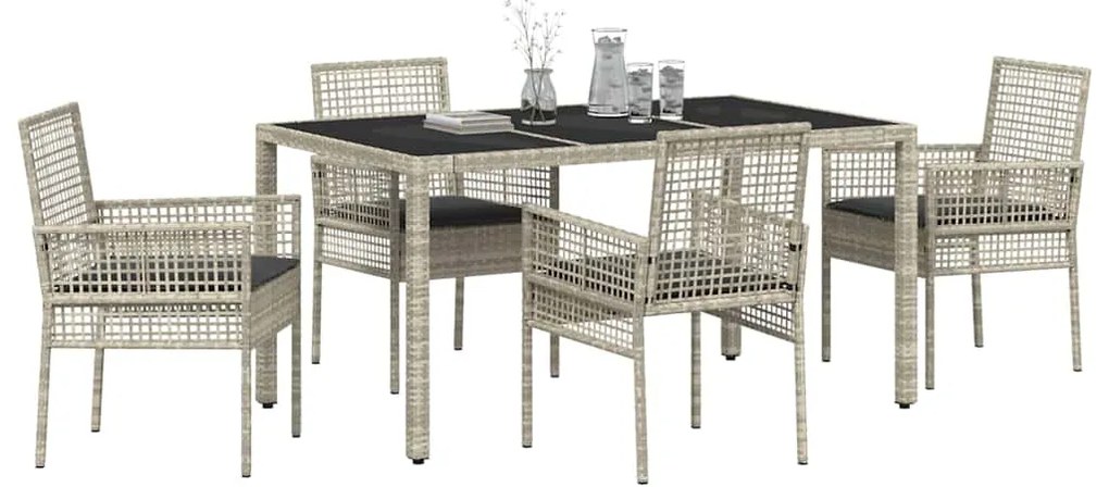 Conjunto de Jantar para Jardim 5 pcs Cinzento-claro