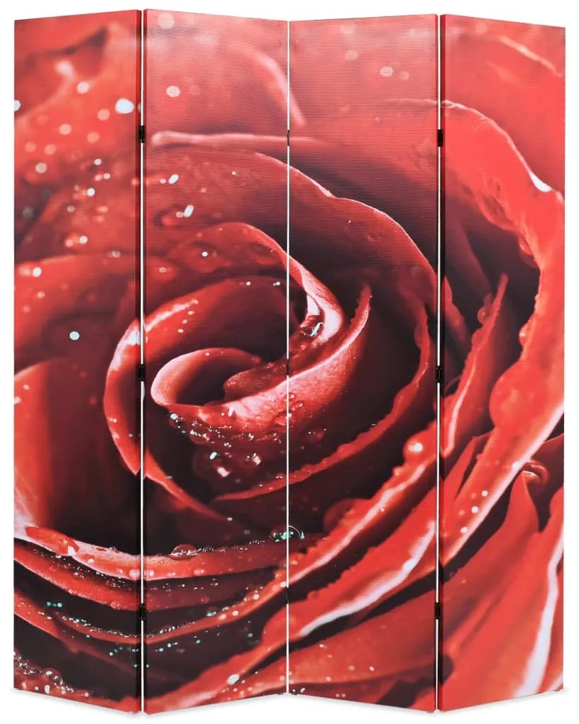 vidaXL Biombo dobrável com estampa de rosa vermelha 160x170 cm