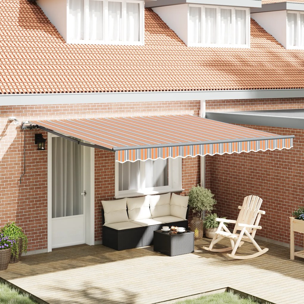 vidaXL Toldo Retrátil Automático com Listras LED Multicoloridas 400x300 cm
