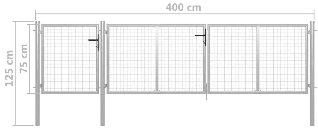 Portão de jardim 400x75 cm aço prateado