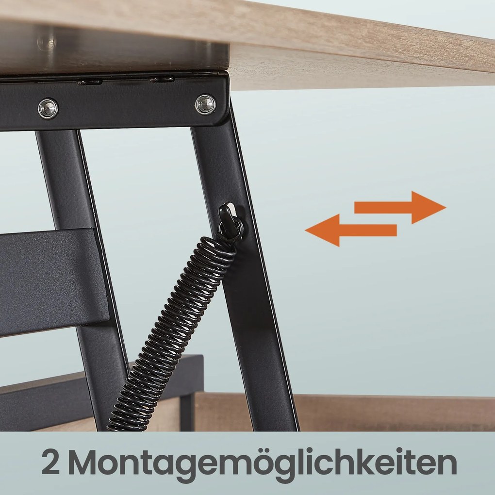 Mesa de centro com altura ajustável 50 x 120 x (48-63) cm com gavetas Castanho camelo-Preto