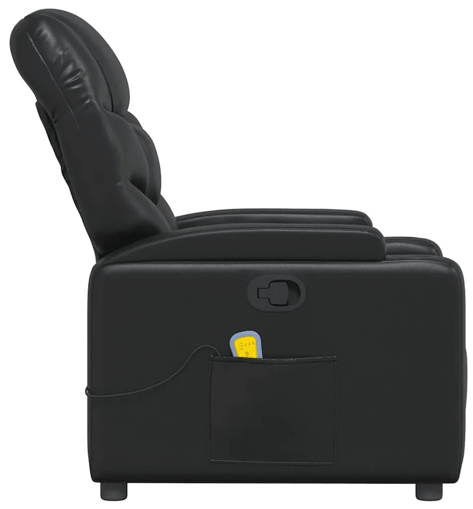 Poltrona de massagens reclinável couro artificial preto