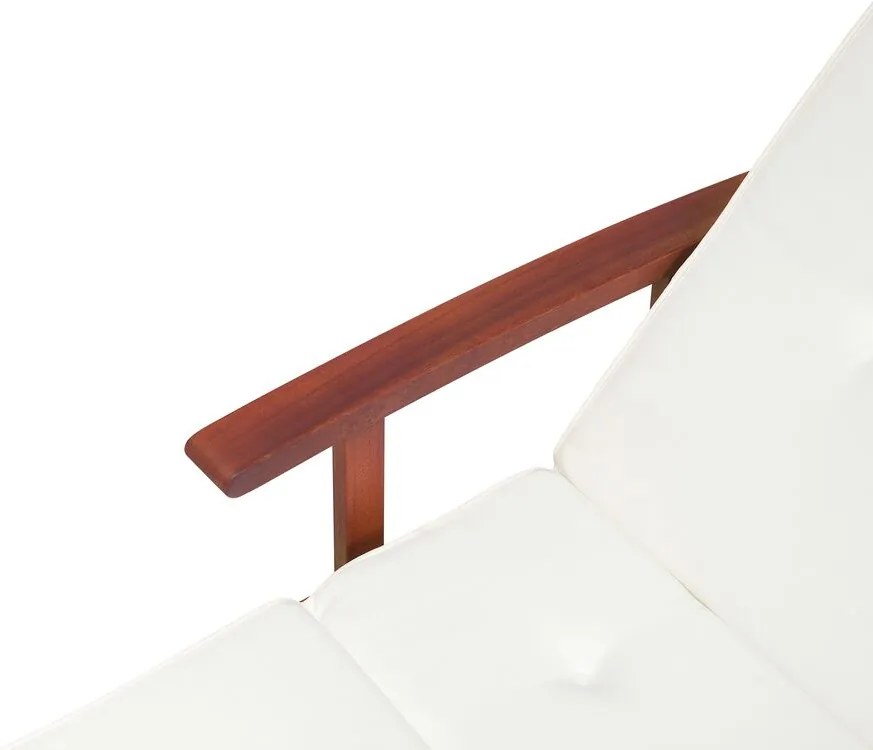 Espreguiçadeira de jardim em madeira de acácia com almofada creme TOSCANA Beliani