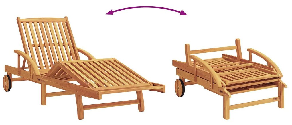 Espreguiçadeiras de Sol 2 pcs com Almofadas e Rodas Taupe Madeira Sóli