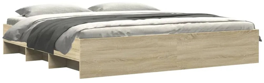 Estrutura de cama sem colchão 200x200 cm carvalho sonoma