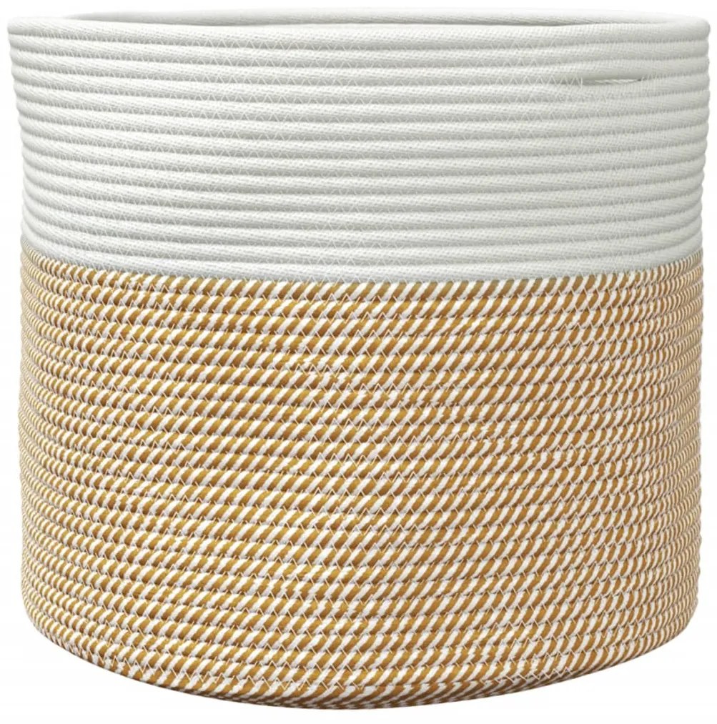 Cesto de arrumação Ø40x35 cm algodão castanho e branco