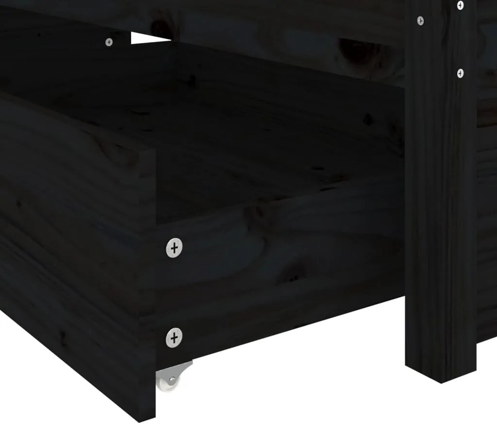 Estrutura de cama c/ gavetas 120x190 cm pequena casal preto
