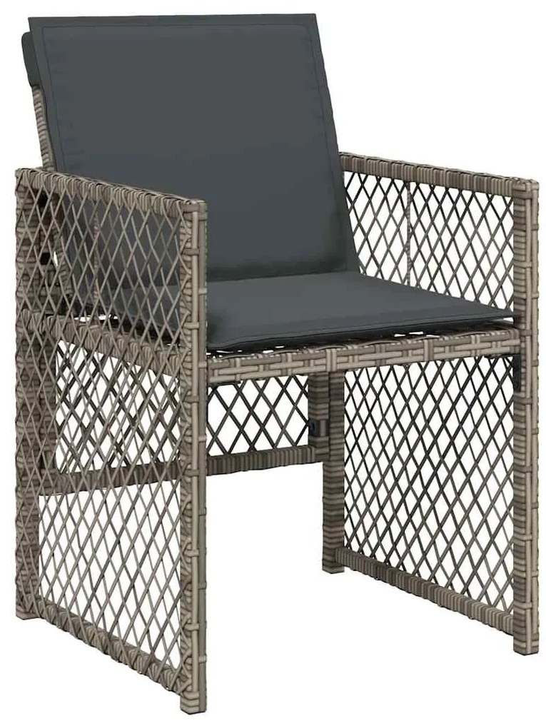 Conjunto de Jantar de Jardim vidaXL 5 Peças com Almofadas Cinza Vime
