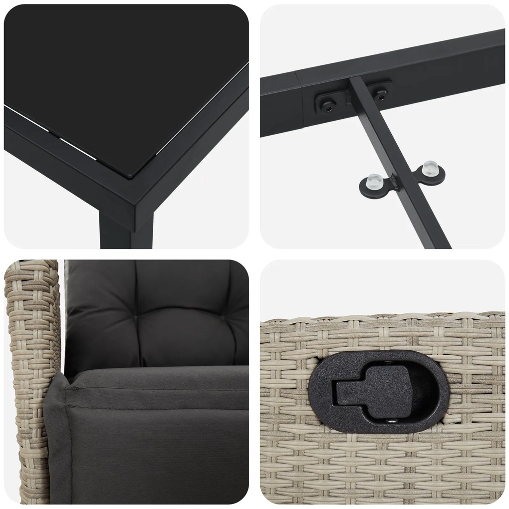 Conjunto de Jantar de Jardim de 5 Peças Vime PE Cinzento Claro
