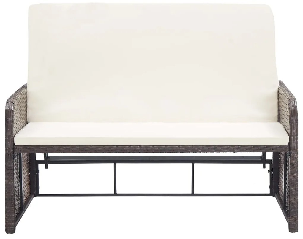 2 pcs conjunto lounge jardim c/ almofadões vime PE castanho