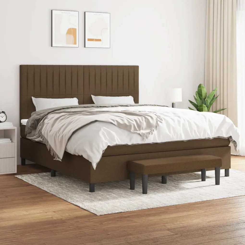 vidaXL Cama com molas/colchão 180x200 cm tecido castanho-escuro