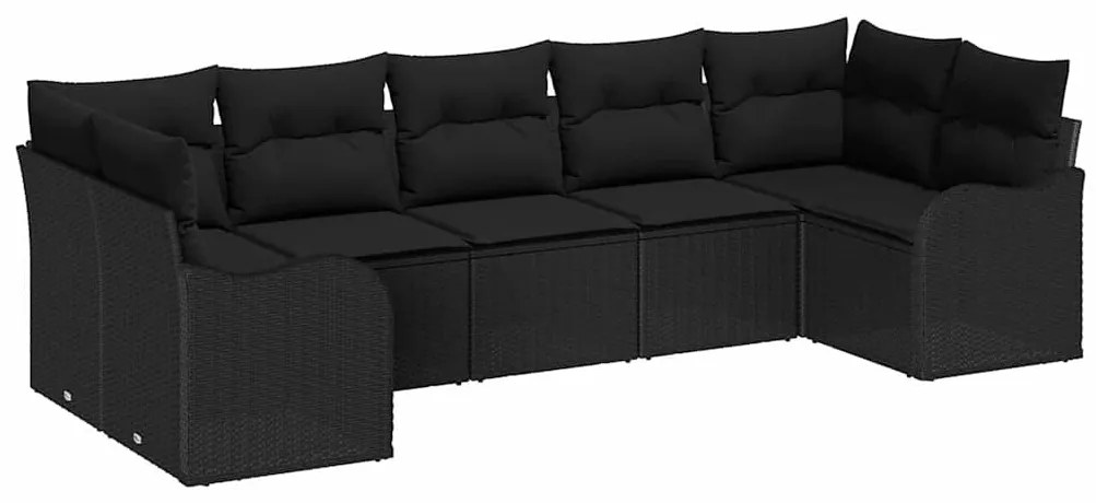 Conjunto de Sofá de Jardim Modular de 7 Peças com Almofadas de Rattan