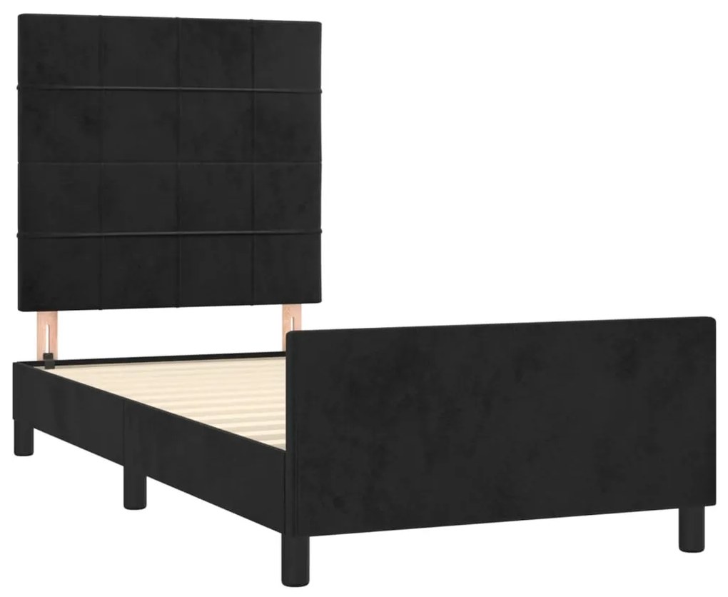 Estrutura de cama c/ cabeceira 80x200 cm veludo preto