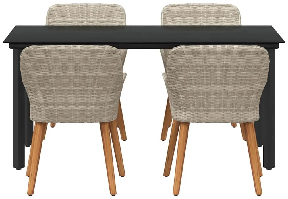 Conjunto de sala de jantar 5 pcs Cinza claro e preto
