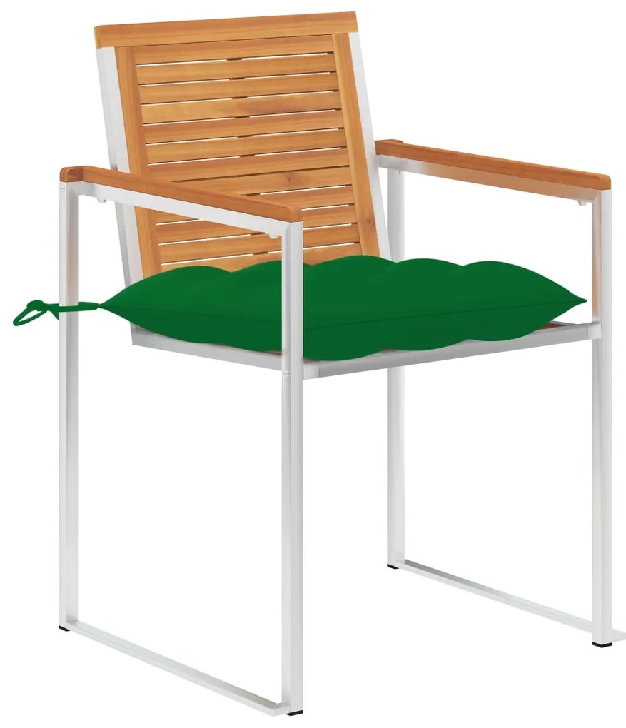 Cadeiras de jardim com almofadões 2 pcs acácia maciça e aço