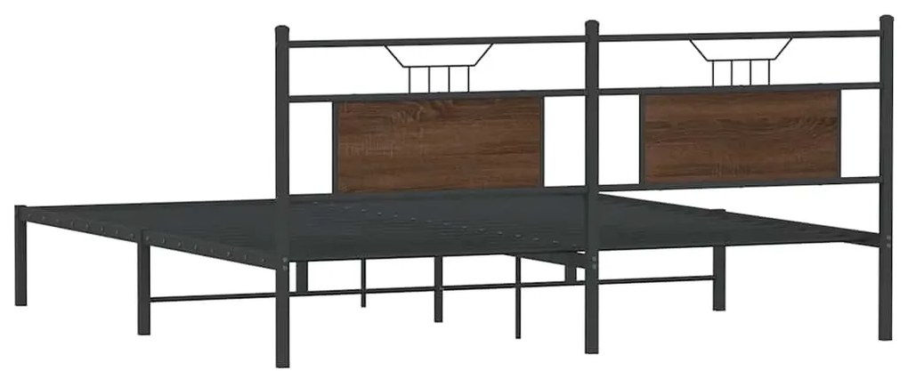 Estrutura de cama sem colchão 183x203 cm carvalho castanho