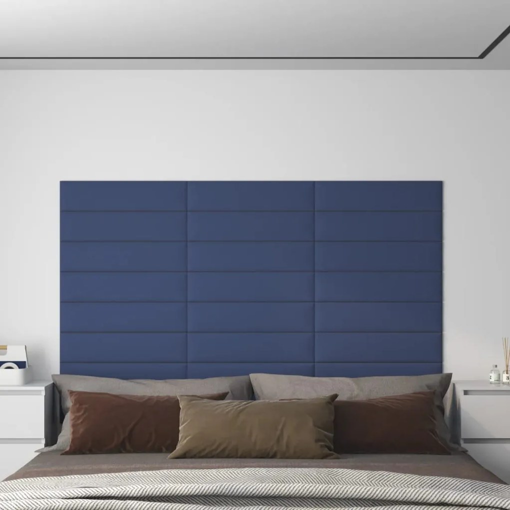 Painel de parede 12 pcs 60x15 cm tecido 1,08 m² cor azul