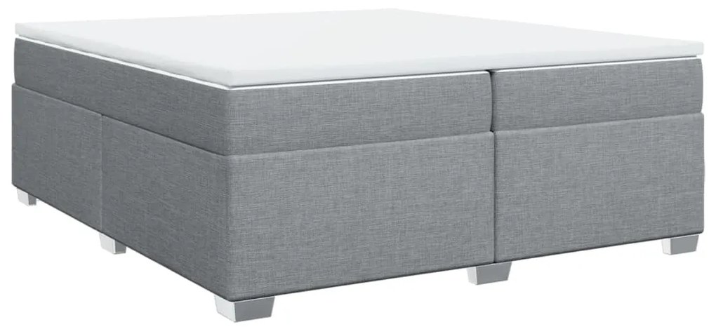 Cama com molas/colchão 200x200 cm tecido cinza-claro