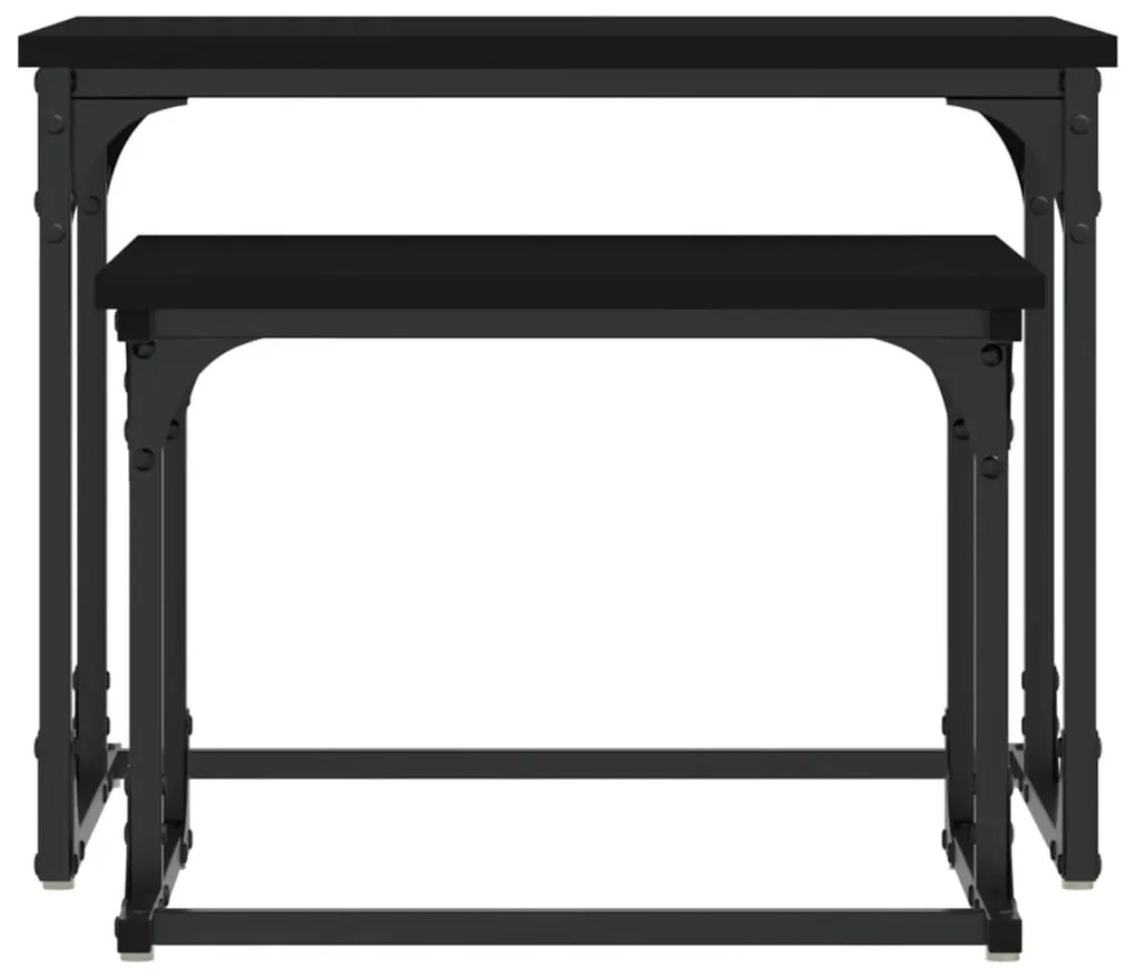Mesa de centro de encastrar 2 pcs derivados de madeira preto