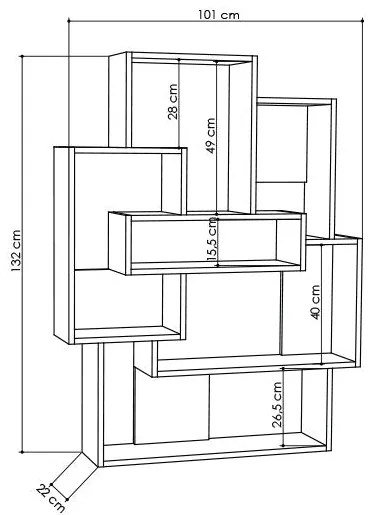 Estante Barce – 101x22x132 cm – Branco e Carvalho – Design Escandinavo