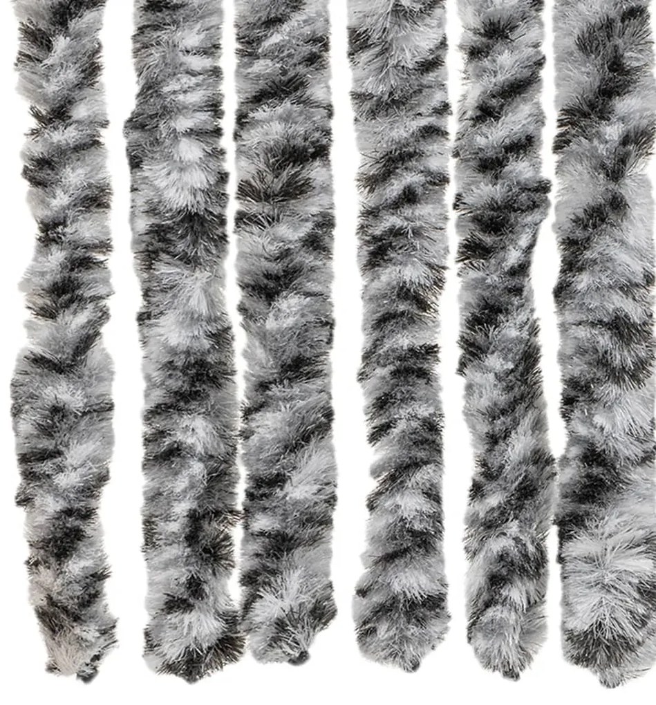 Cortina anti-insetos 56x200 cm chenille cinzento/preto/branco