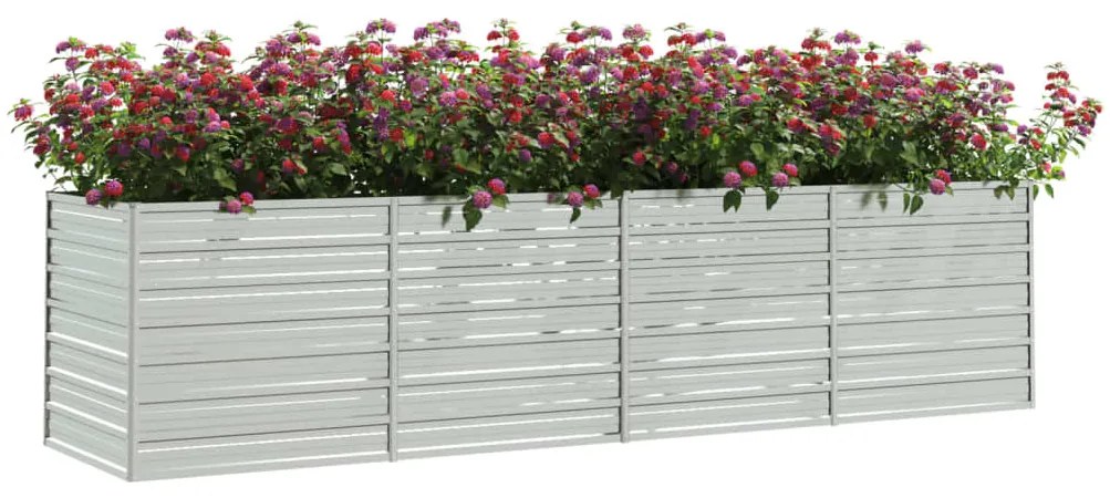 Canteiro elevado de jardim 320x80x77cm aço galvanizado prateado