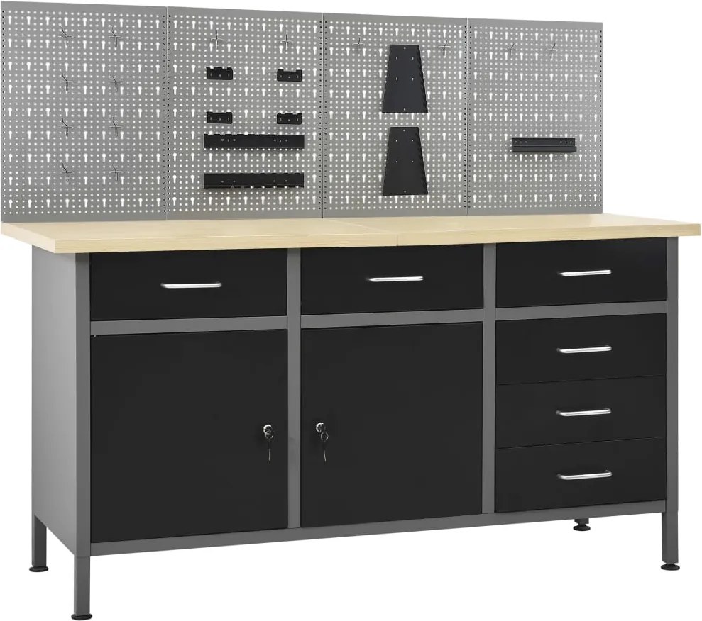 vidaXL Bancada de trabalho com quatro painéis de parede