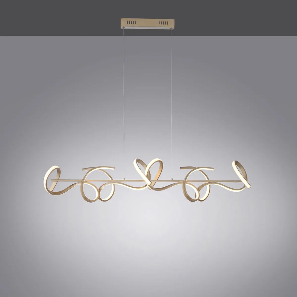 Candeeiro de suspensão design latão com LED e dimmer - Krisscross Design