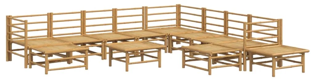 12pcs conj. lounge de jardim bambu c/ almofadões cinzento-claro