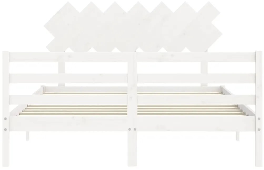 Estrutura de cama com cabeceira 140x190cm madeira maciça branco