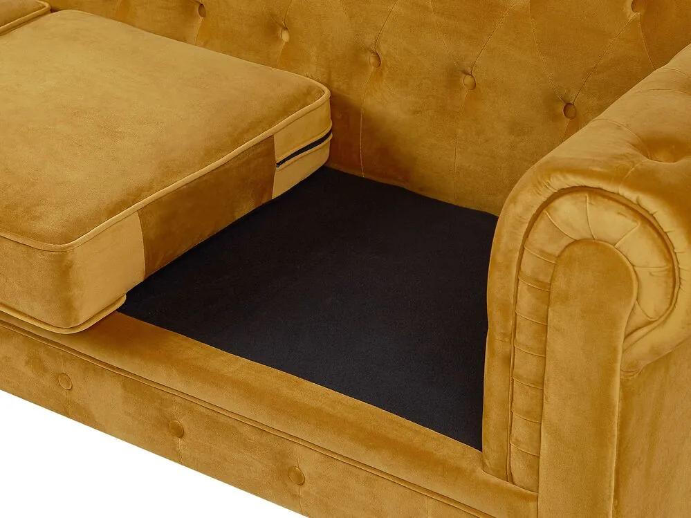 Conjunto de sofás com 4 lugares em veludo amarelo mostarda CHESTERFIELD Beliani