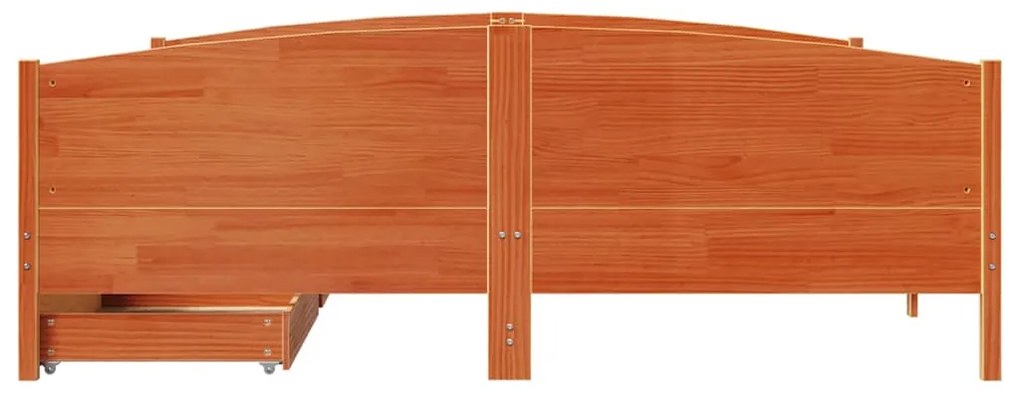 Cama sem colchão 200x200 cm pinho maciço castanho-mel