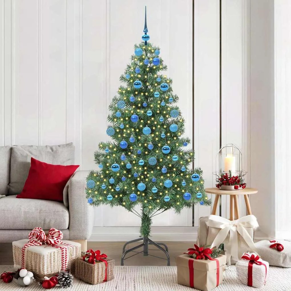 vidaXL Árvore de Natal com 300 LEDs com suporte Verde 180 cm PVC