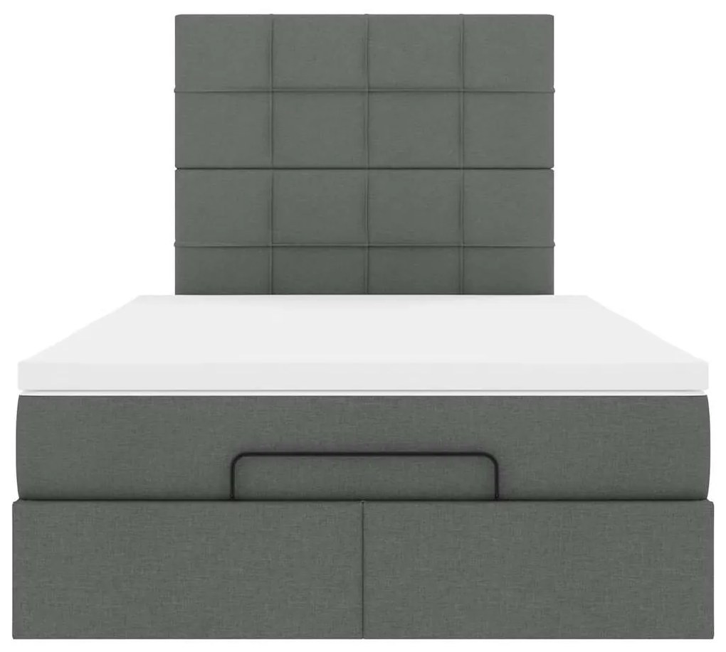 Estrutura cama otomana colchão 120x200cm tecido cinzento escuro