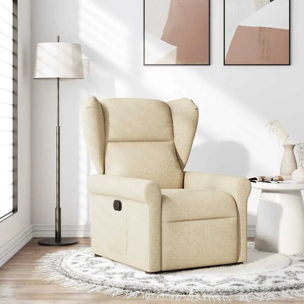 vidaXL Poltrona reclinável tecido cor creme