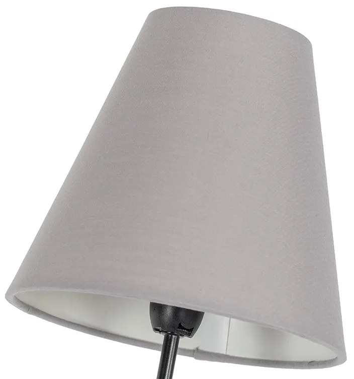 Candeeiro de pé design preto com abajures de tecido 3 luzes - Melis Moderno