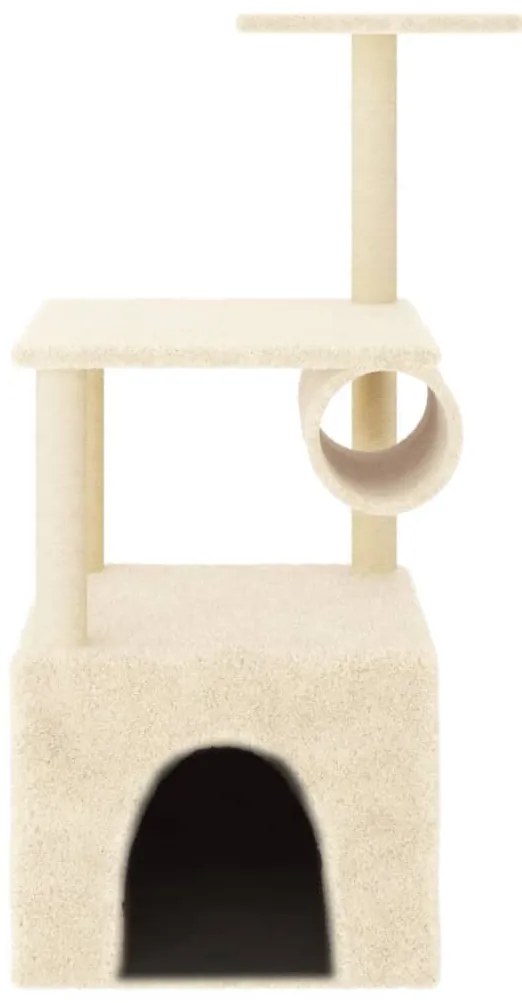 Árvore para gatos c/ postes arranhadores sisal 109,5 cm creme
