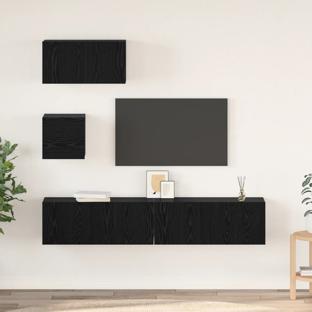 vidaXL Conjunto de Unidade de TV 4 pcs Carvalho Preto 80 x 30 x 30 cm