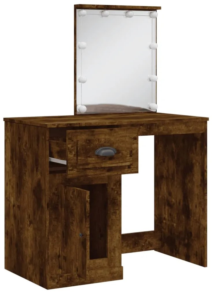Toucador com luzes LED 90x42x132,5 cm carvalho fumado