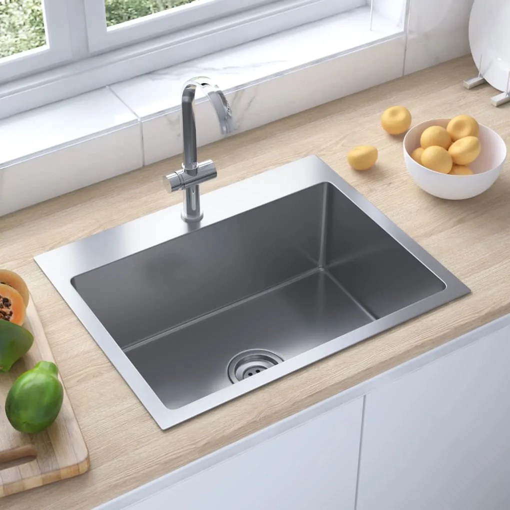 51510 vidaXL Lava-louça de cozinha artesanal aço inoxidável