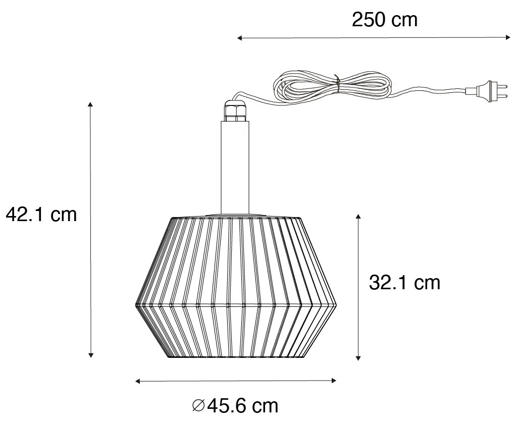 Candeeiro suspenso moderno para exterior preto com abajur branco 45,6 cm IP44 - Robbert Moderno