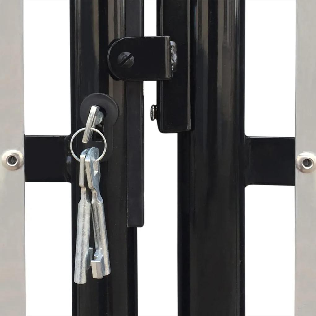 Portão de cerca com porta única 300x125 cm preto