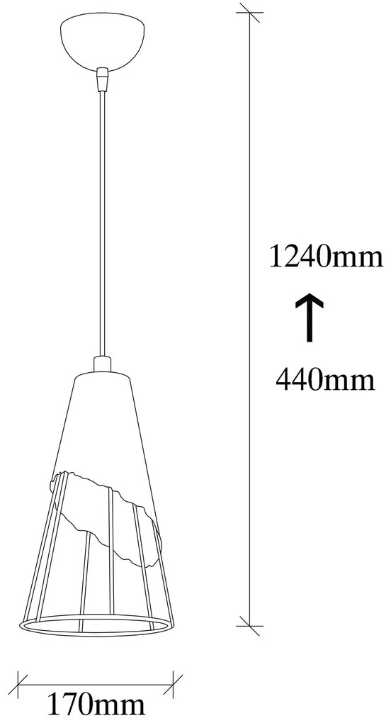 Candeeiro de Teto Sivani Tel – Preto – 17 cm diâmetro, 124 cm altura