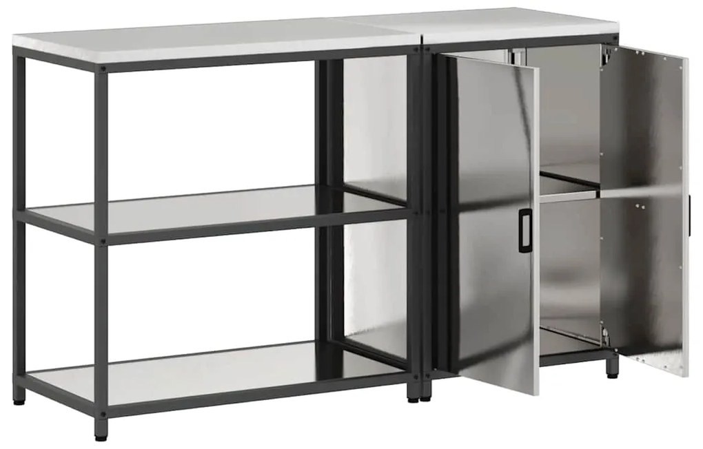 Conjunto de Armazenamento de Cozinha com prateleira 2 pcs Prata