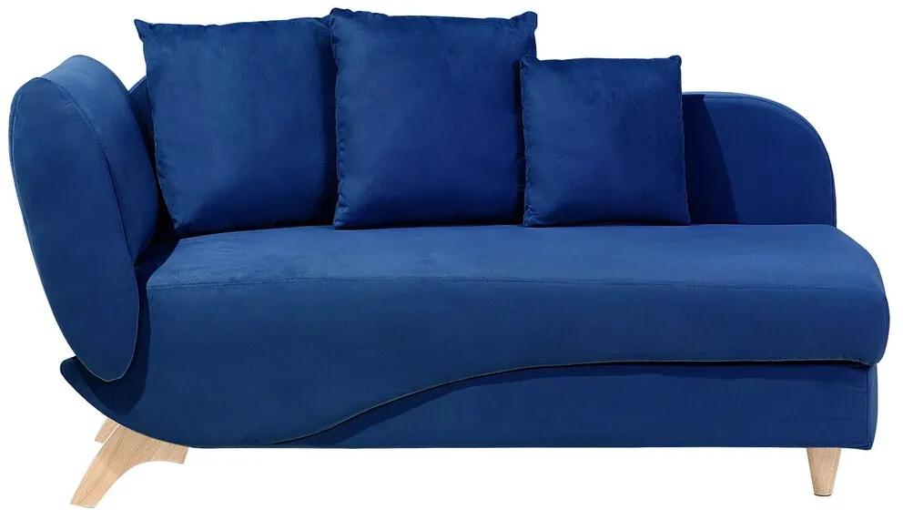 Chaise-longue à esquerda de 2 lugares com arrumação em veludo azul escuro MERI Beliani