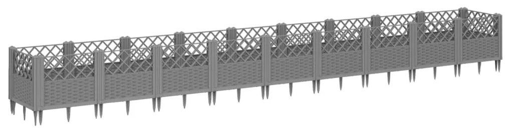 Vaso/floreira jardim c/ estacas 363,5x43,5x43,5 cm cinza-claro