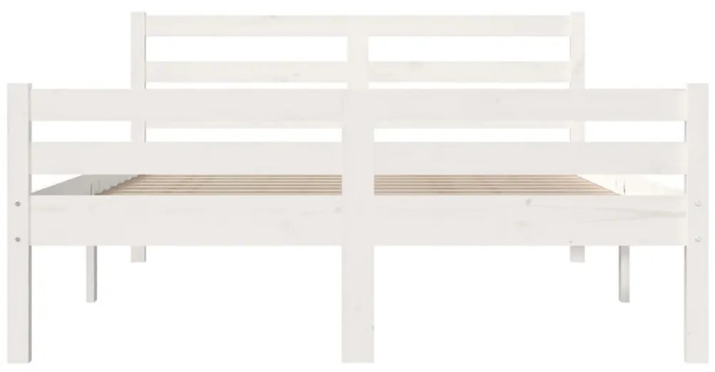 Estrutura de cama 140x200 cm madeira maciça branco