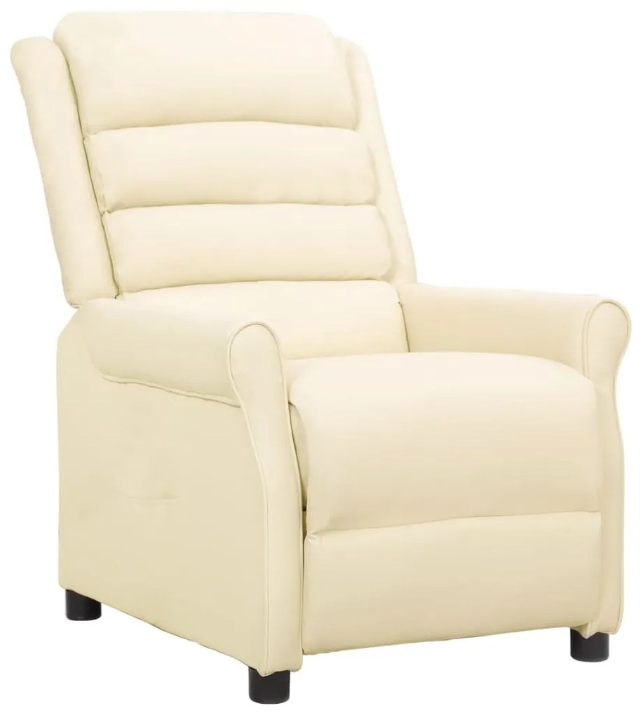 338825 vidaXL Poltrona reclinável couro artificial cor creme